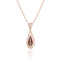 Rose Gold Plated Black MOP Teardrop Pendant